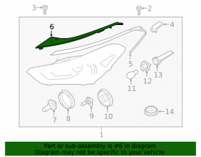 Upper right headlight trim for Hyundai Tucson 19-21