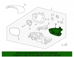 Left side mirror cover for Ford Mustang Mach-E 21-25 (lower) for backlight and camera