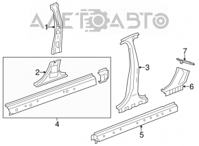 Body threshold metal with front pillar right Chevrolet Volt 11-15