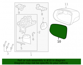 Mirror element left Volvo XC60 18-23 aspherical, heated, BSM