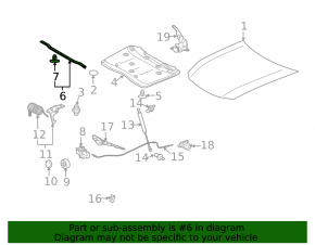 Lexus GS300 GS350 GS430 GS450h 06-11 Hood Seal on Hood