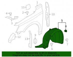 Front left fender liner VW Jetta 11-14 USA SIGNEDA
