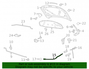 VW Jetta 11-18 USA Hood Release Cable Front Short Section