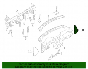 Front panel trim side right Nissan Rogue 14-20 black