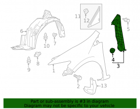 Left door-wing seal for Honda CRZ 11-16