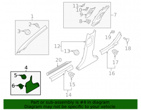Front pillar trim right lower Hyundai Sonata 20-22 black