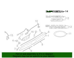 Emblem inscription IMPREZA trunk door Subaru Impreza 5d 17-23