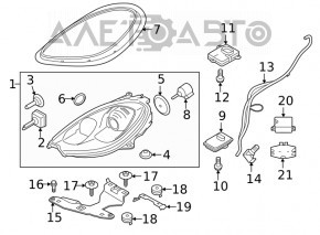 Headlight mount left Porsche Macan 15-18