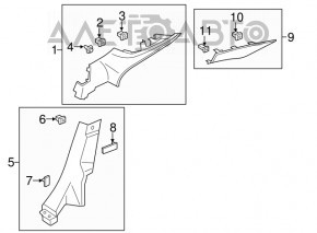 Lower left rear pillar trim for Ford Fusion mk5 13-20, gray, scratches, needs cleaning