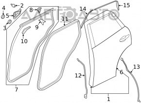 Mazda CX-5 rear left door assembly, 17-25 tinted, blue 42M, butt