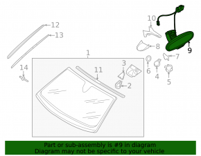 Interior mirror for Audi A6 C7 12-18 with auto-dimming and auto-high beam, black
