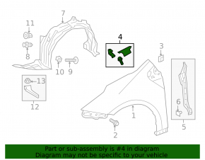 Wing seal hood-wing right Toyota Prius 50 16-22