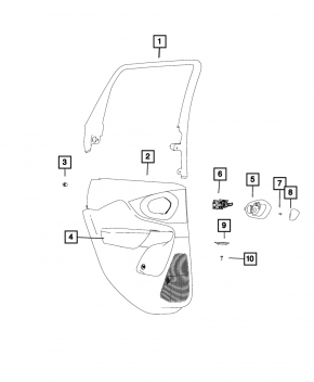 Door trim card rear left Jeep Cherokee KL 14-18 black with gray insert