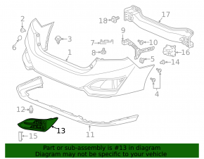 Rear Bumper Grille Left Honda Clarity 18-21 USA