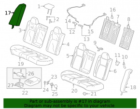 Rear seat side right Honda Clarity 18-21 usa, black leather