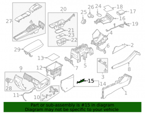Hyundai Sonata 20-23 black center console trim, upper right rear side