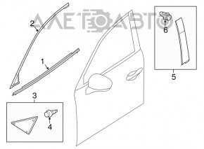 Molding door-glass central front right Mazda 3 14-18 BM chrome