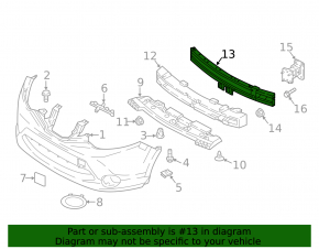 Front bumper reinforcement for the 2017 Nissan Rogue Sport without radar cruise control