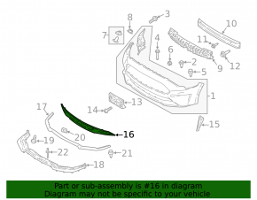 Ford Mustang mk6 18-23 front bumper lower grille, structure