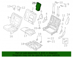 Rear seat armrest, 2nd row, Ford Escape MK4 23-25, black leather
