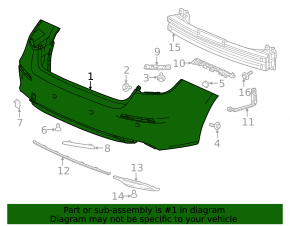 Bare rear bumper for Honda Civic XI FE/FL 22-23 without 4D parking sensors