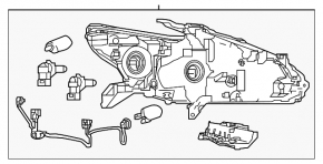 Headlight front right Nissan Altima 16-18 bare rest halogen