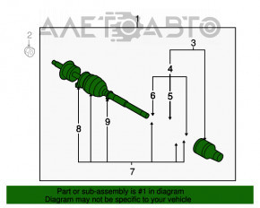 Drive axle shaft front left Suzuki Kizashi 10-15 thread defect