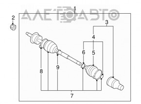 Drive axle shaft front left Suzuki Kizashi 10-15 thread defect