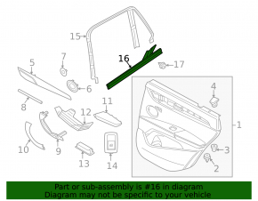 Door glass seal inner rear left BMW X1 F48 16-22