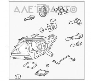 Headlight front left complete Lexus RX350 RX450h 10-12 dorest xenon