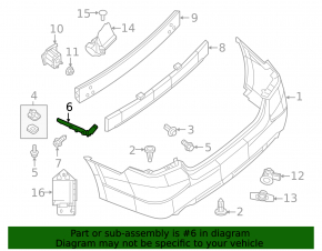 Rear bumper mount left Nissan Altima 16-18 rest
