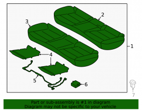 Rear seat, 2nd row, lower part, Hyundai Elantra AD 19-20, black cloth, for cleaning