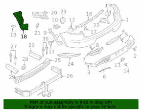 Right rear bumper mount for Porsche Macan 22-26 rest.