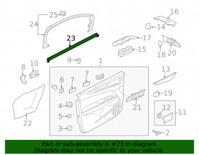 Inner front left window seal for Lincoln MKC 15-19