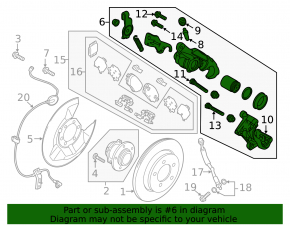 Rear left caliper assembly for Mazda 6 14-17