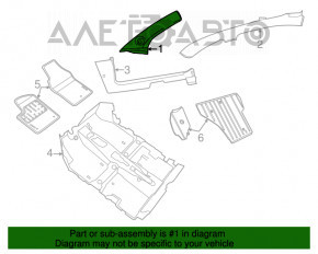 Front pillar trim right Fiat 500 13-17 gray