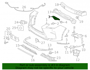 Front bumper mount right Lexus RX350 RX450h 16-22 broken mount