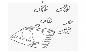 Lexus RX300 98-00 USA Halogen Black Front Right Headlight