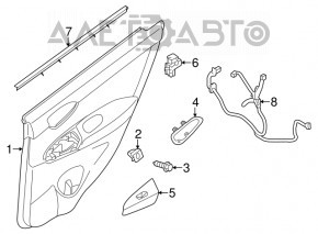 Door trim card rear left Nissan Sentra 13-15 black leather, without frame at handle