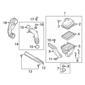 Ford Edge 19-24 2.0T Air Filter Housing with Duct and Sensor