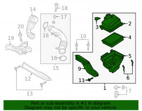 Ford Edge 19-24 2.0T Air Filter Housing with Duct and Sensor