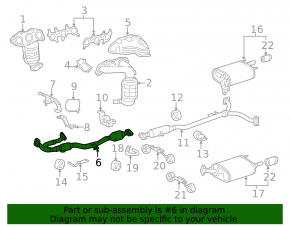Toyota Avalon 2005-2007 exhaust pipe with catalytic converter and sensor