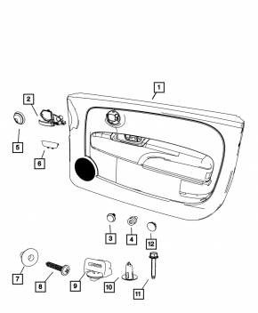 Door trim card front right Fiat 500 12-17 black
