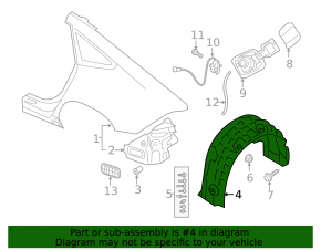 Front left fender liner for Audi A7 19-25