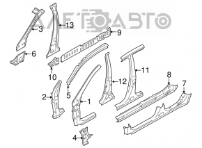 Subaru Outback 10-14 right center pillar
