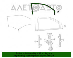 Front left glass seal Fiat 500 12-19