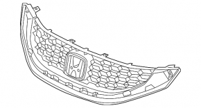 Honda Civic 13-15 radiator grille, gloss black, without molding