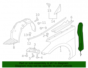 Right door-wing seal for Hyundai Azera 12-17