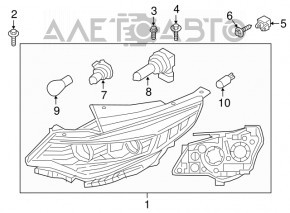Left front headlight assembly for Kia Optima 16-18 USA pre-rest halogen with cover, polishable