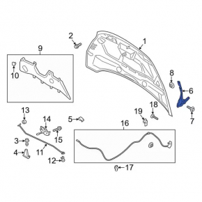 Right hood hinge for Ford Transit Connect MK2 13-23